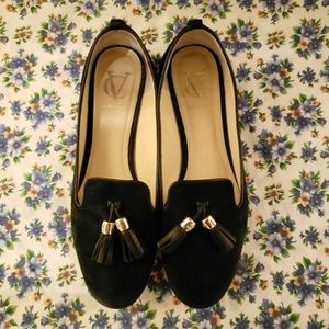 Vince Camuto Signature | Black Suede Heeled Loafer